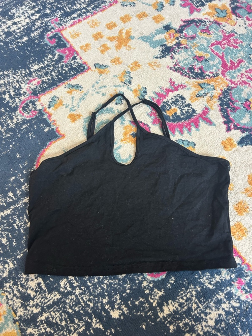 SHEIN Black Halter Keyhole Crop Camisole